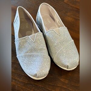 TOMS Sparkling Silver Slip-Ons